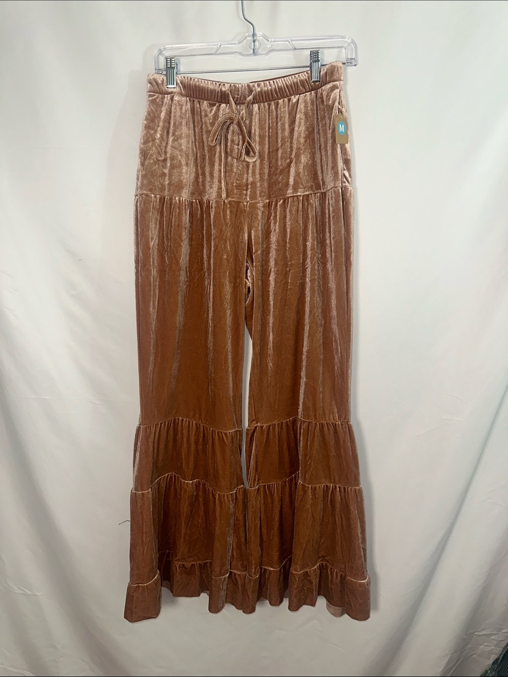 Source Unknown Velvet Tiered Wide-Leg Pants - pinkish Brown